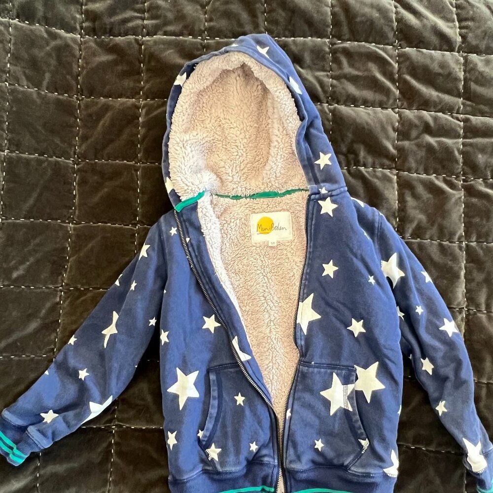 Mini Boden boy's fleece-lined hoodie (9-10y) - blue/stars